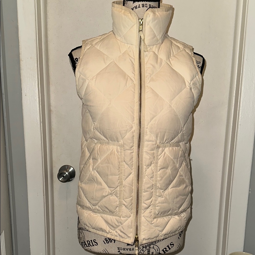J.Crew Women's Vanilla Cream Quilted Vest Sz XXS